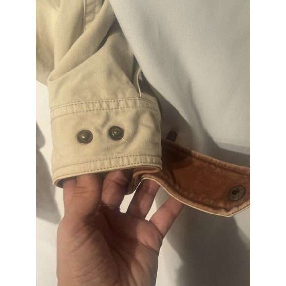 90s VTG BANANA REPUBLIC SAFARI Khaki Jacket Leather Trim Men's LG 100% Cotton - Picture 7 of 15